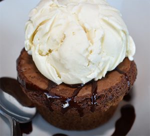 Chocolate Dessert With Vanilla Ice Cream