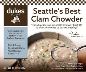 Duke's Seafood frozen clam chowder